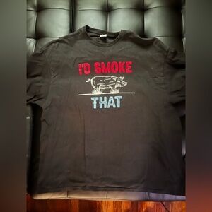 Black Graphic T-Shirt with Red and Blue Print